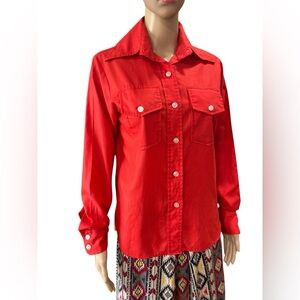 Western red collar women’s Wrangler Cowgirl vintage button-down shirt-L